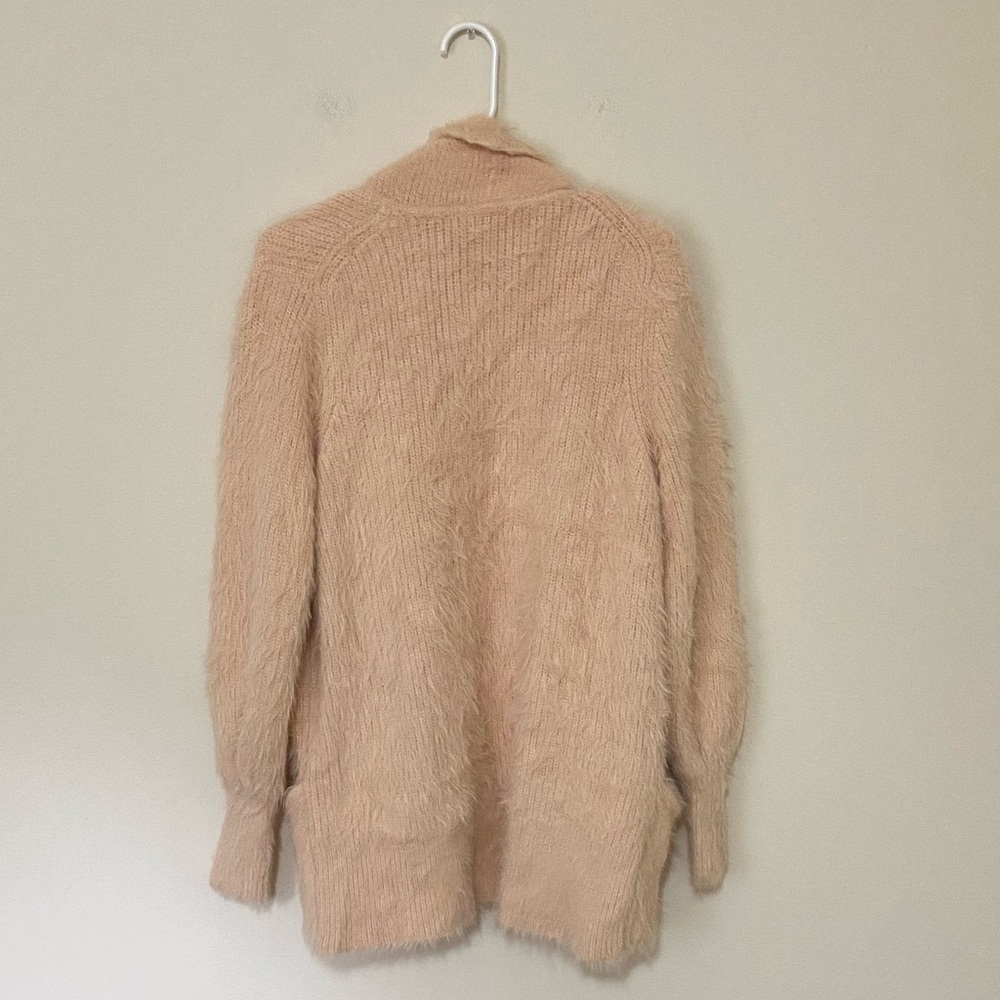 Anthropologie Knitted & Knotted Pink Eyelash Open Front Sweater Cardigan Size XS - Picture 6 of 8